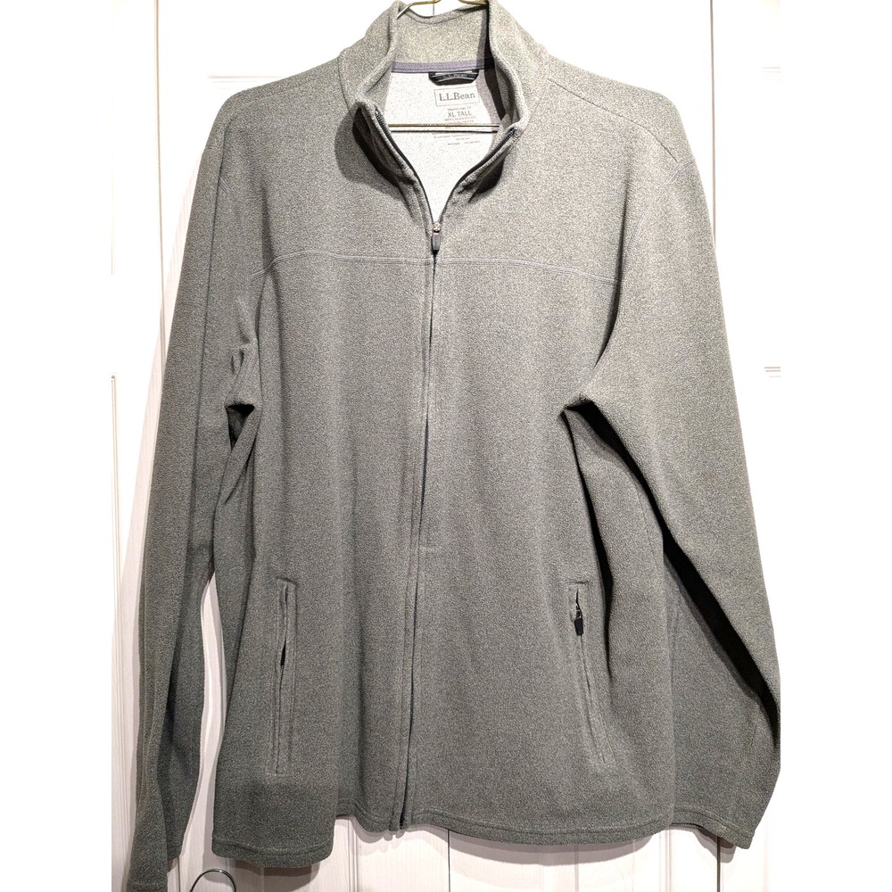 LL Bean Jacket Mens‎ XL Tall Gray Traditional Fit Full Zip Fleece Warm Pockets